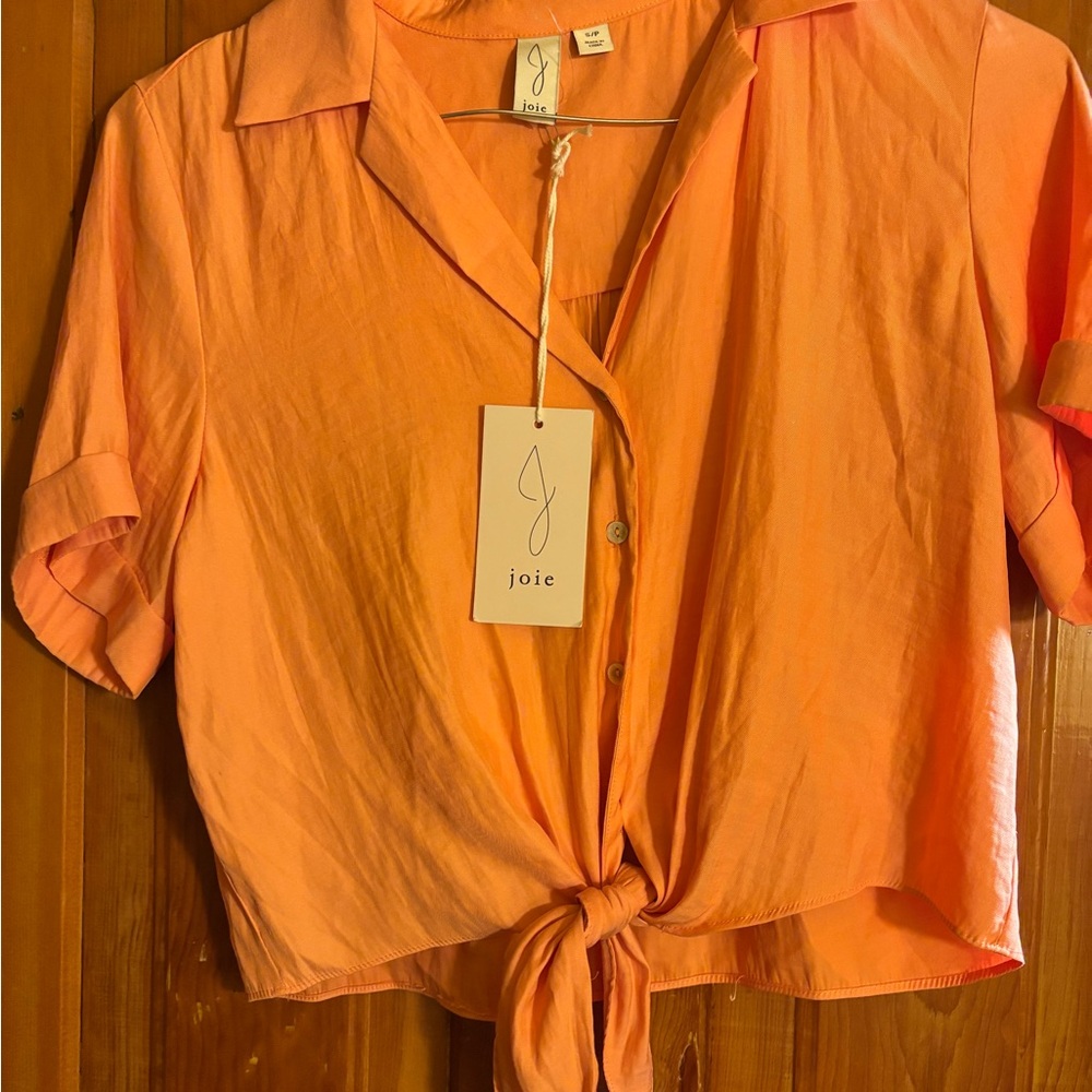 Joie Women's Orange Tie-Front Top